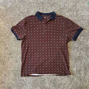 Hollister Men's Burgundy Polo Shirt with Navy Accents